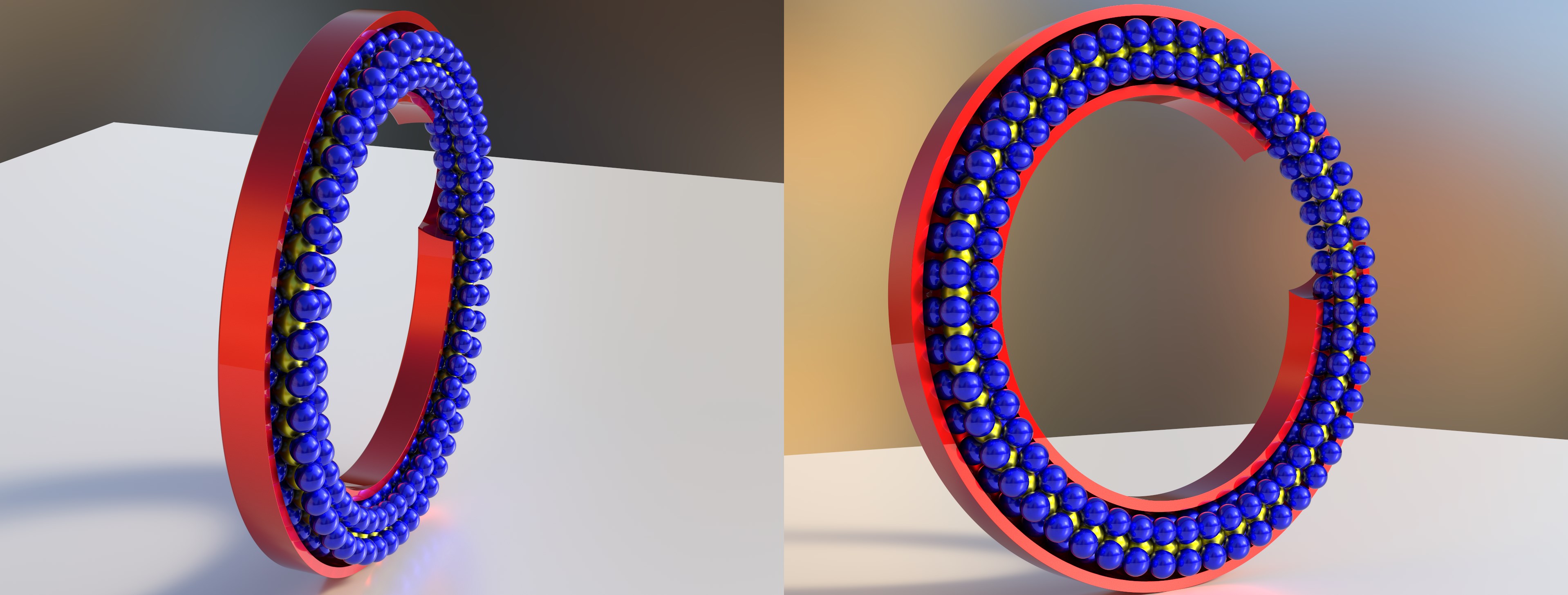 Cageless, Multilayered, Full Complement Axial Ball Bearing design 02